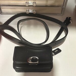 Coach Black Leather Clutch with Silver Accent